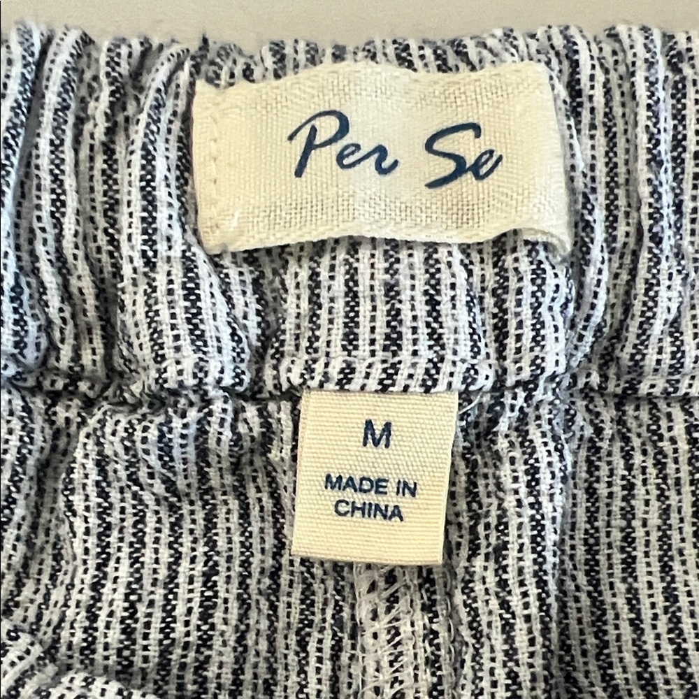 Per Se Linen Blend Striped Capri Pants with Pockets, Elastic & Drawstring Size M - Picture 3 of 8